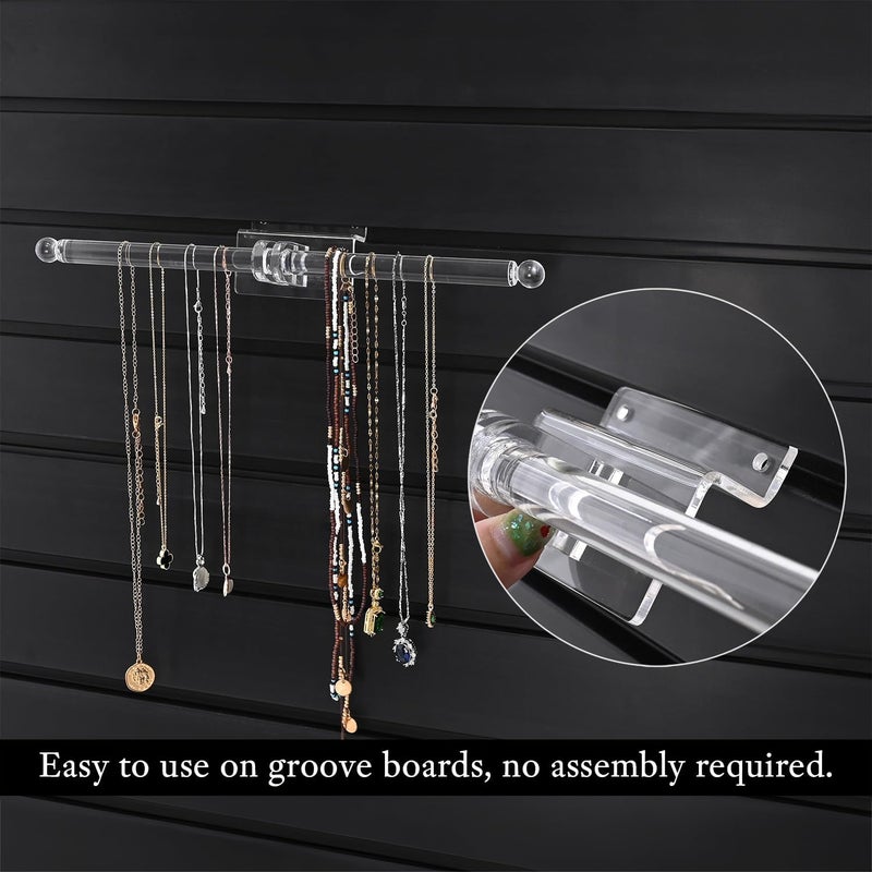 Mooca 2 Pcs Set 2 Way Acrylic Slatwall Accessories Display & Wall-Mounted Jewelry Showcase for Dangling Jewelry Collection, Featuring Acrylic Bracelet Holder and Necklace Display - Image 3